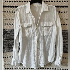 White Linen Button-down Shirt (H&M)